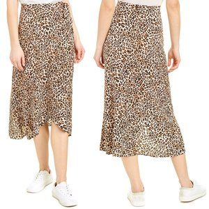 Anthropologie Velvet by Graham & Spencer Isadora Leopard Print Wrap Midi Skirt